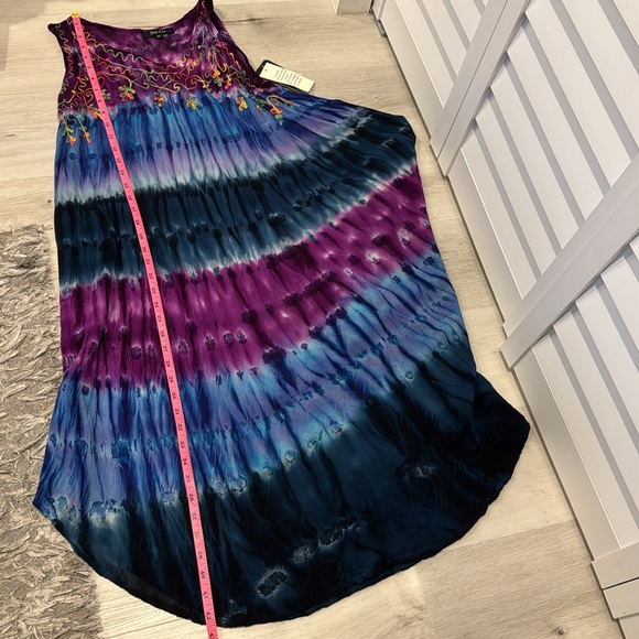 Just Love NWT embroidered Tie Die Dress/ Cover up flowy and very soft. - Picture 10 of 10